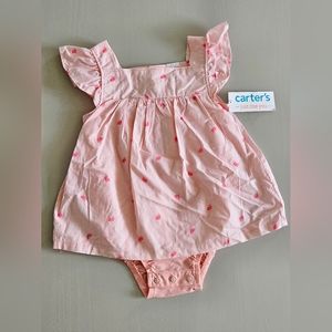 NWT Carter's striped bunny baby girl one piece in pink. Size 9 mos.